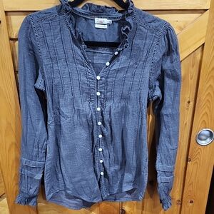 Faherty Organic COTTON Charcoal Ruffled Blouse